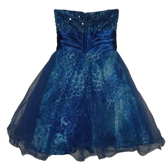 Deb Dress Vintage y2k Blue Leopard Print Tulle Sequin Gem Trashy Club Mini Tutu - Picture 6 of 16